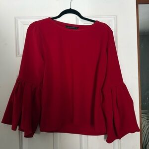 Zara red bell sleeve top